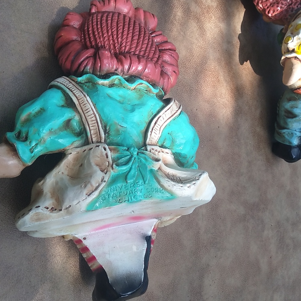 Raggedy Ann Andy Vintage Universal Statuary Corp 1969 Shelf Decor Plastic Mold - Picture 5 of 8